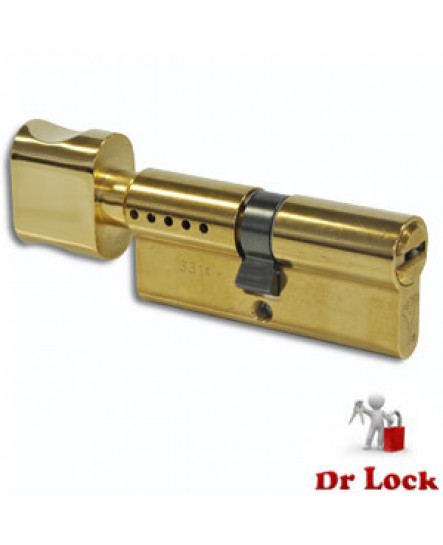Dr Lock Shop Mul-T-Lock High Security Euro Single Cylinder & Turn - Polished Brass