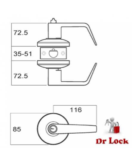 Dr Lock Shop Brava EV 8000 Commercial Grade Classroom Lever SS