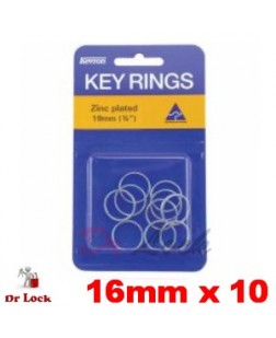 Kevron 10 pack zinc plated key rings 16 mm