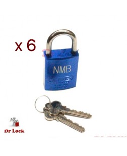 NMB Power Padlock Blue & Engraved  6 Pack 