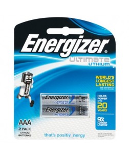ENERGIZER BATTERY STD PK2 BLISTER PACK AAA 1.5V LITHIUM