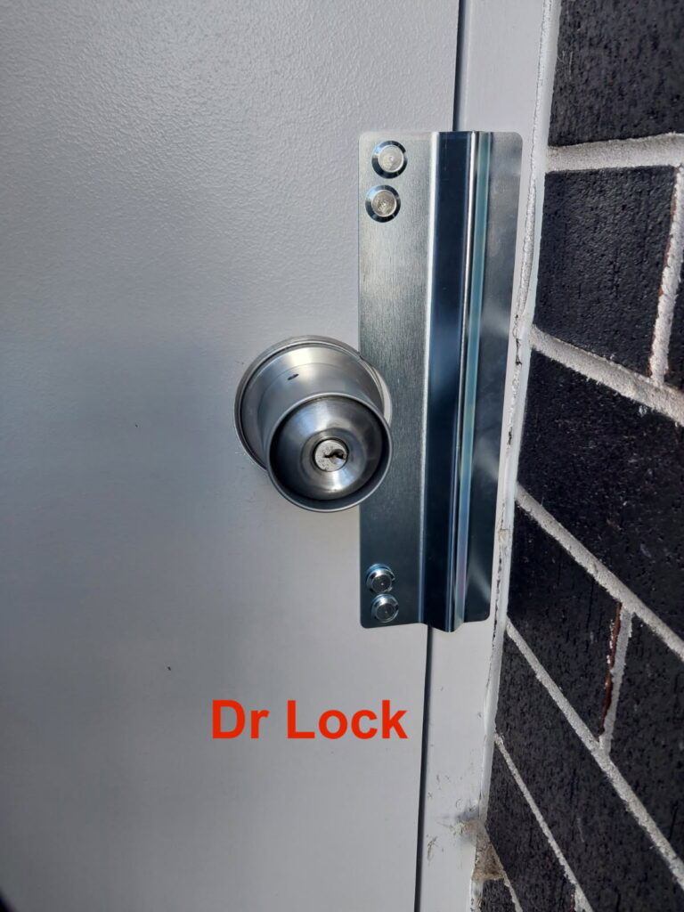 Security plate fitted to fire door exits dr lock locksmith 24 hour
