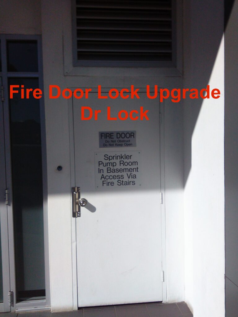Fire exit door lock upgrade - lock and blcker plate Dr lock Locksmith Parramatta
